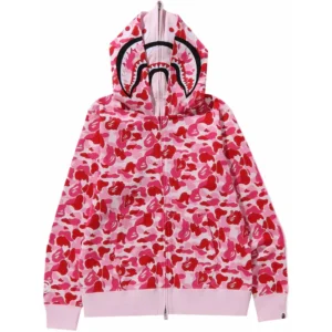 Pink bape hoodie double hood